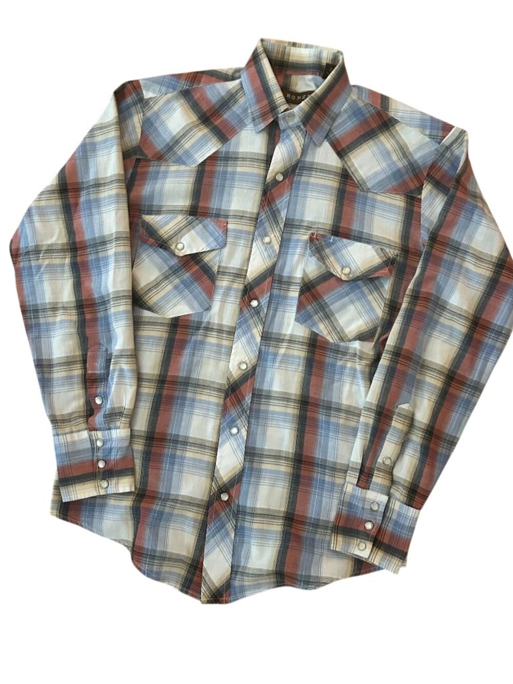 Vintage Y2K Roper Western Pearl Snap Long Sleeve Shirt Size Small Plaid Cowboy